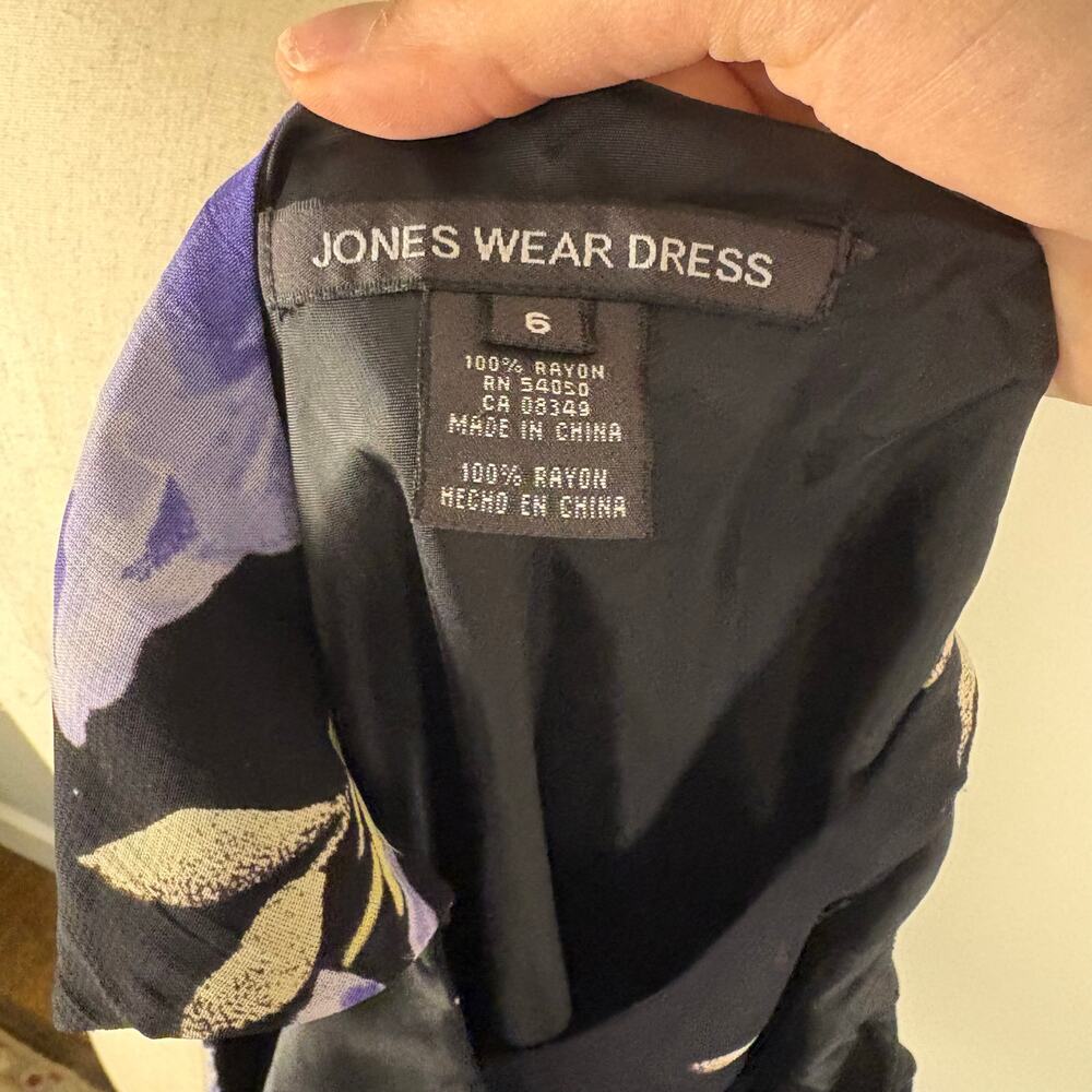 Y2K Jones Wear Dress Black Floral Coquette Whimsigoth Vintage 90s Women's 6 - Picture 7 of 7